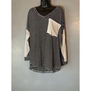 White birch black and white striped T-shirt